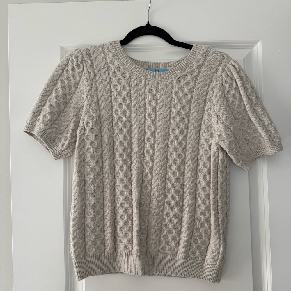 CeCe light grey Cable Knit Blouse